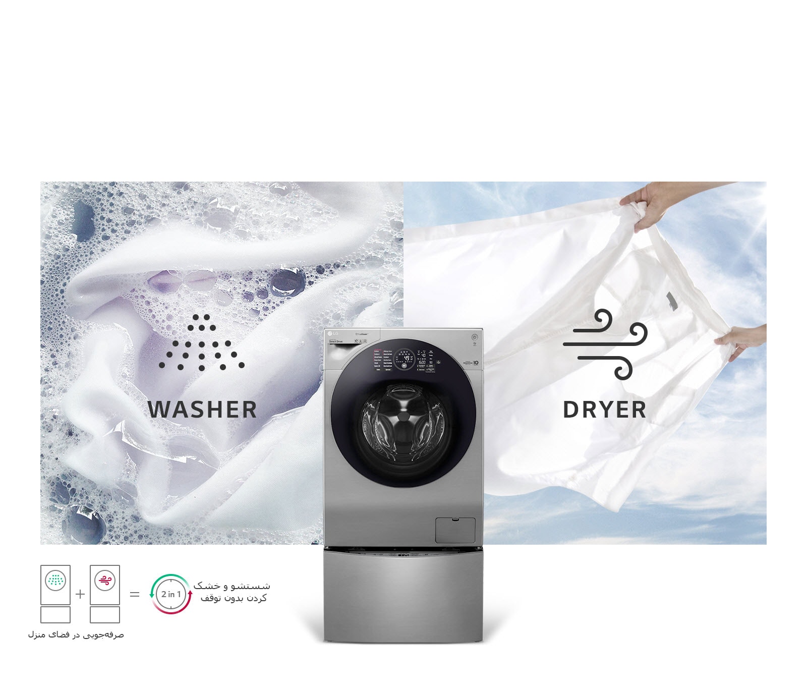 لباسشویی و خشک‌‌کن در یک دستگاه<br>1