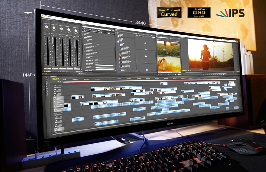 صحفه نمایش منحنی و فوق عریض با نسبت تصویر 21:9
