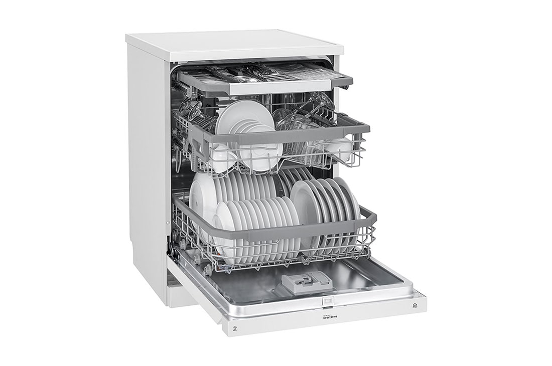 LG ال‌جی، ماشین ظرفشویی 14 نفره، فناوری™QuadWash، سفید, XD74W, thumbnail 6