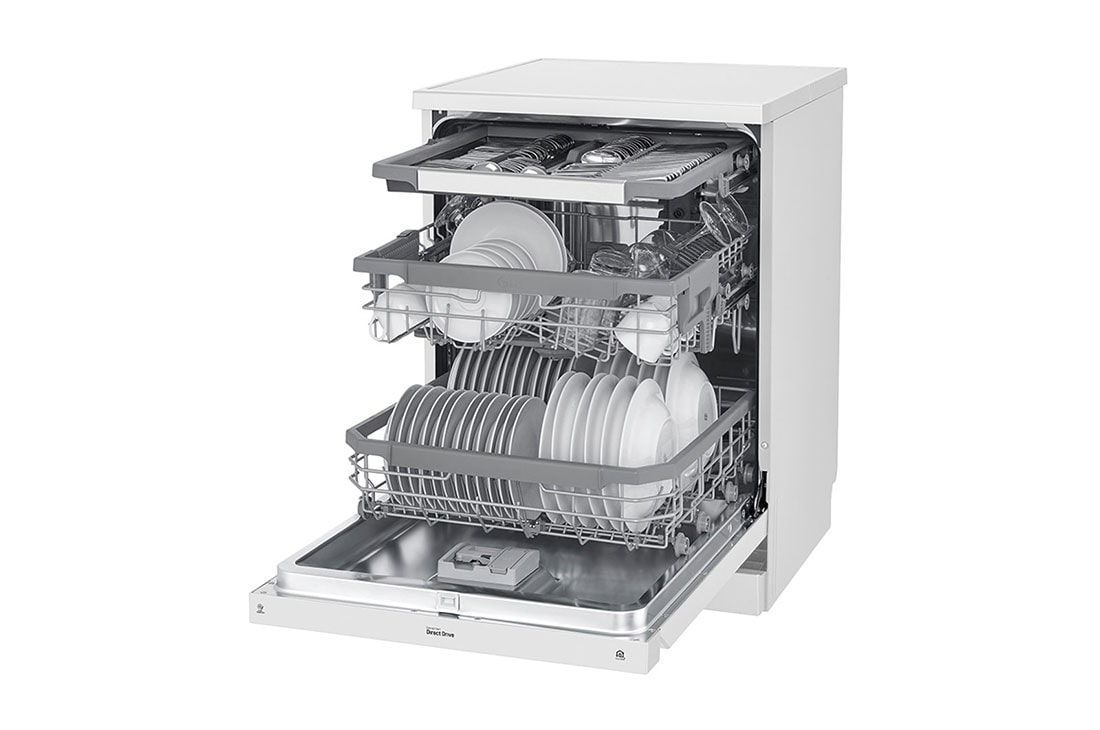 LG ال‌جی، ماشین ظرفشویی 14 نفره، فناوری™QuadWash، سفید, XD74W, thumbnail 7