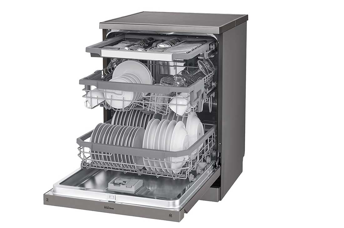 LG ال‌جی، ماشین ظرفشویی 14 نفره، فناوری™TrueSteam و™QuadWash، استیل مات, XD88NS, thumbnail 7