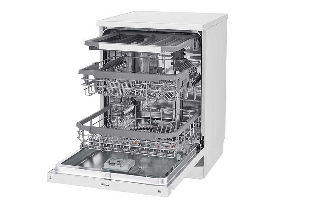 LG ال‌جی، ماشین ظرفشویی 14 نفره، فناوری™TrueSteam و™QuadWash، سفید  , XD88W, thumbnail 5