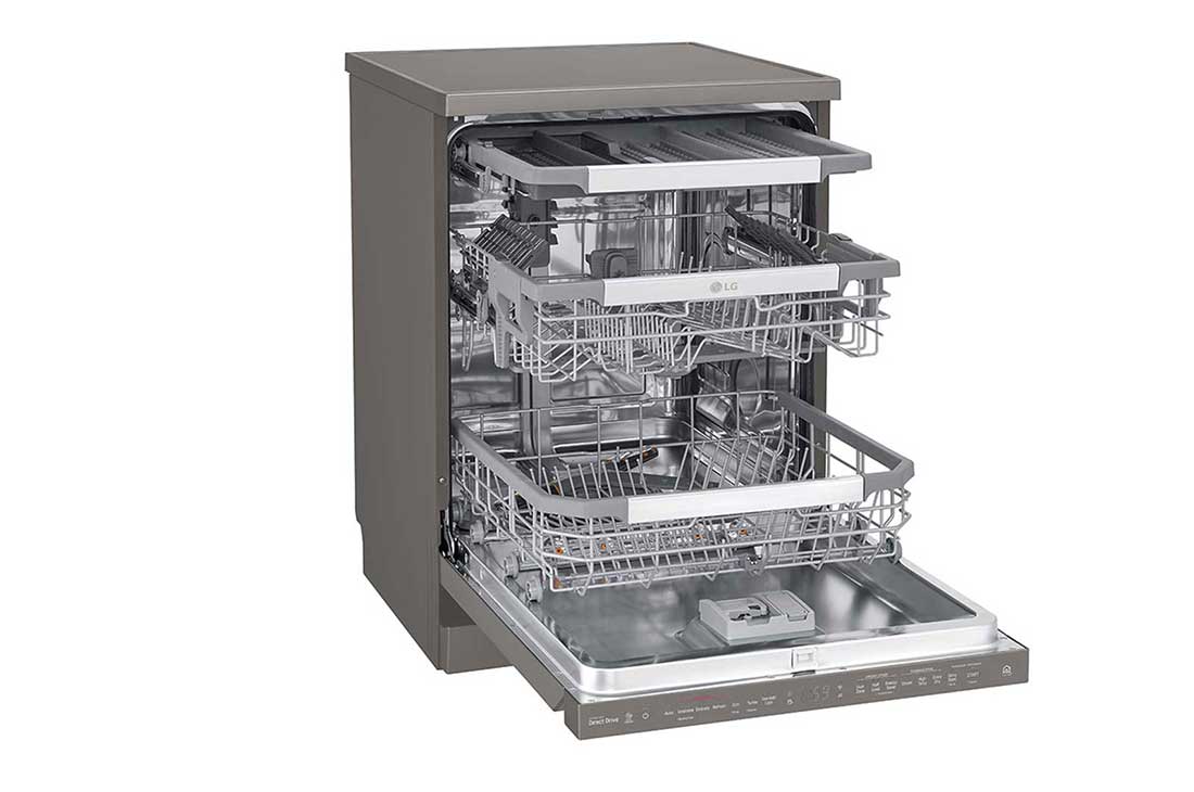 LG ال‌جی، ماشین ظرفشویی 14 نفره، فناوری ™TrueSteam و ™QuadWash، استیل مات , XD90DB, thumbnail 4