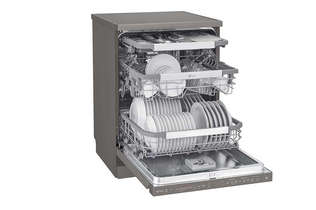 LG ال‌جی، ماشین ظرفشویی 14 نفره، فناوری ™TrueSteam و ™QuadWash، استیل مات , XD90DB, thumbnail 6