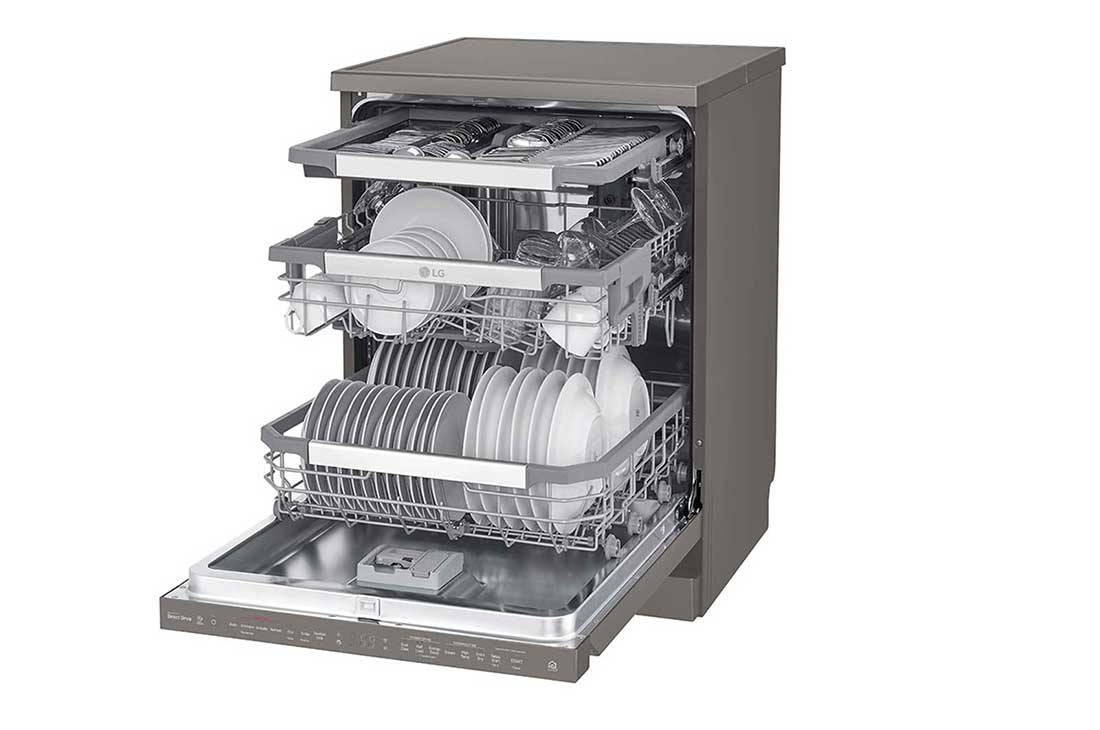 LG ال‌جی، ماشین ظرفشویی 14 نفره، فناوری ™TrueSteam و ™QuadWash، استیل مات , XD90DB, thumbnail 7