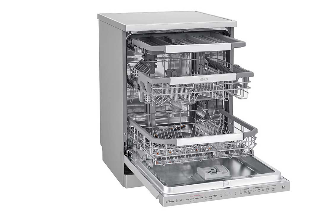 LG ال‌جی، ماشین ظرفشویی 14 نفره، فناوری™TrueSteam و™QuadWash، نقره‌ای مات  , XD90S, thumbnail 4