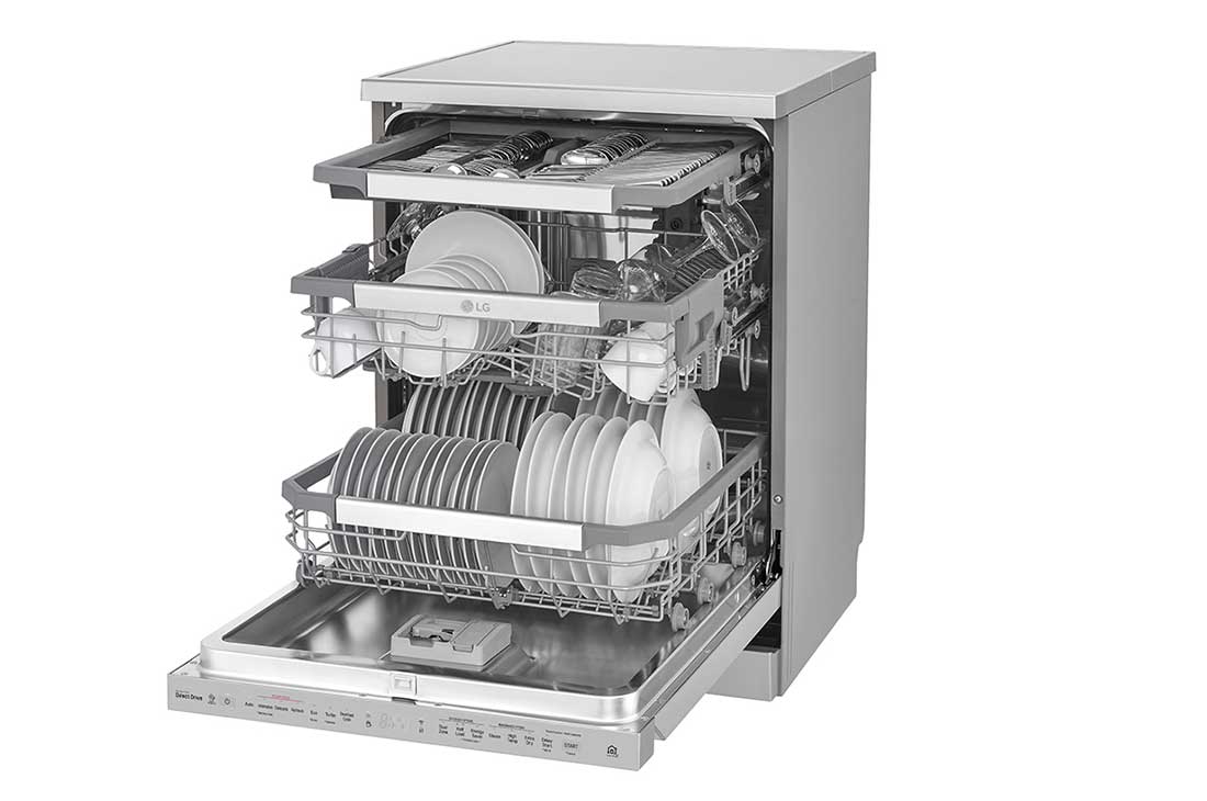 LG ال‌جی، ماشین ظرفشویی 14 نفره، فناوری™TrueSteam و™QuadWash، نقره‌ای مات  , XD90S, thumbnail 7