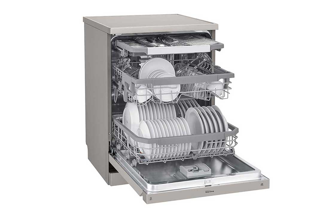 LG ال‌جی، ماشین ظرفشویی 14 نفره، فناوری™TrueSteam و™QuadWash ،نقره‌ای مات  , XD77S, thumbnail 6