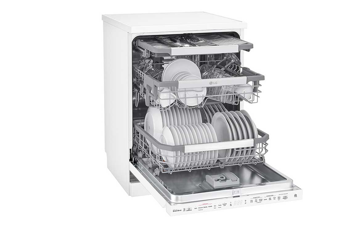 LG ال‌جی، ماشین ظرفشویی 14 نفره، فناوری™TrueSteam و™QuadWash، سفید  , XD90W, thumbnail 5