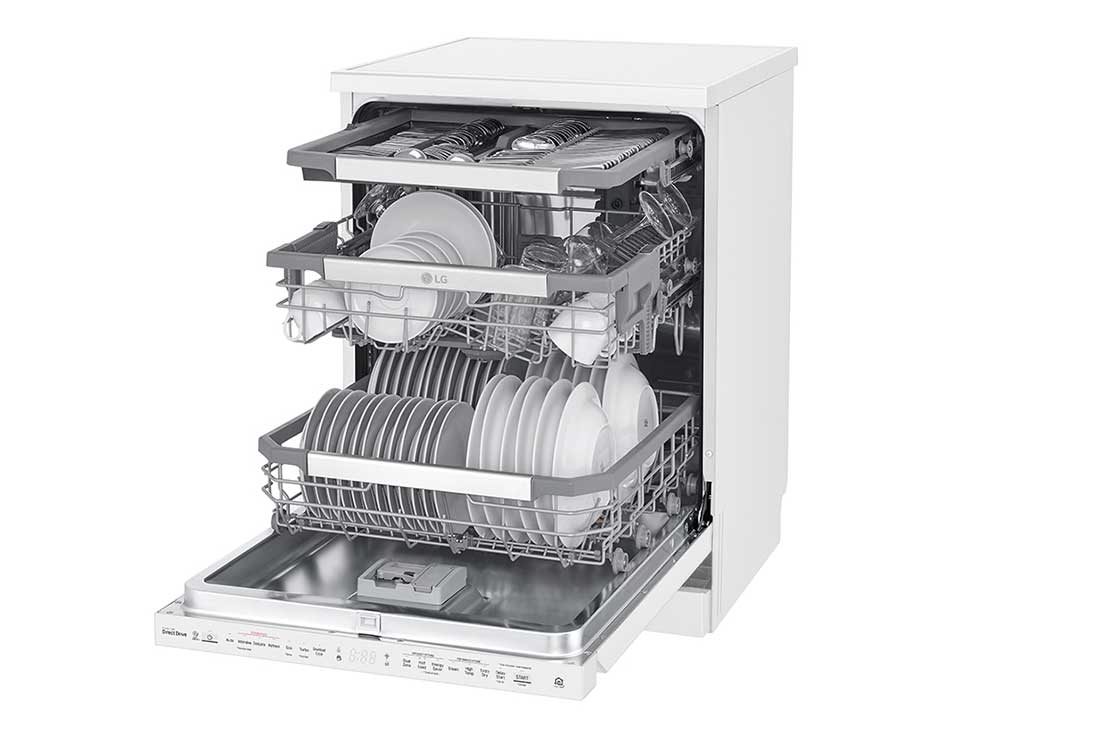 LG ال‌جی، ماشین ظرفشویی 14 نفره، فناوری™TrueSteam و™QuadWash، سفید  , XD90W, thumbnail 6