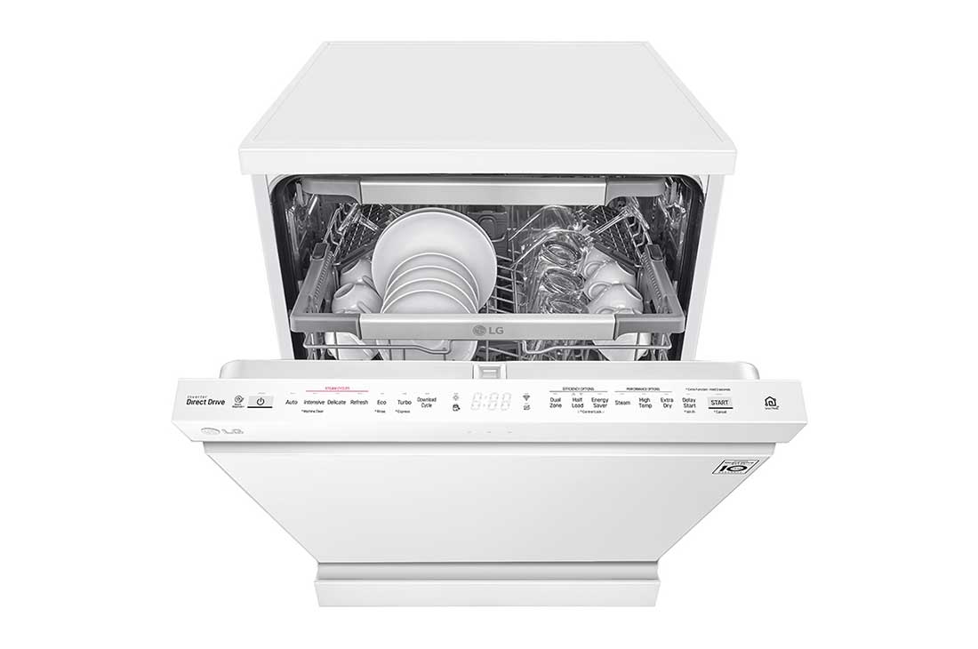 LG ال‌جی، ماشین ظرفشویی 14 نفره، فناوری™TrueSteam و™QuadWash، سفید  , XD90W, thumbnail 7