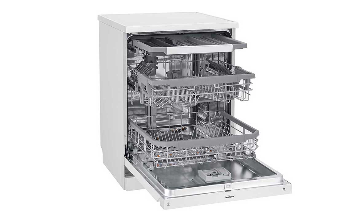 LG ال‌جی، ماشین ظرفشویی 14 نفره، فناوری™TrueSteam و™QuadWash، سفید  , XD77W, thumbnail 4