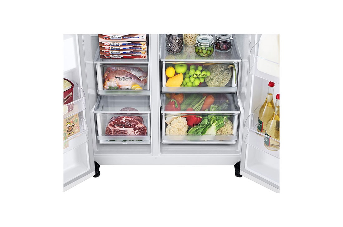 LG ال‌جی، یخچال فریزر ساید بای ساید Door-in-Door، ظرفیت 611 لیتر , Shelfs Food, GCJ-287GNW, thumbnail 4