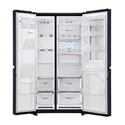 LG ال‌جی، یخچال فریزر ساید بای ساید InstaView Door-in-Door، ظرفیت 601 لیتر , front door opened view, GC-X267SSCS, thumbnail 5