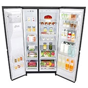LG ال‌جی، یخچال فریزر ساید بای ساید InstaView Door-in-Door، ظرفیت 601 لیتر , door open perspective view, GC-X267SSCS, thumbnail 14