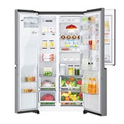 LG ال‌جی، یخچال فریزر ساید بای ساید Door-in-Door، ظرفیت 601 لیتر , Front all door open with food view, GC-J267SLSS, thumbnail 3