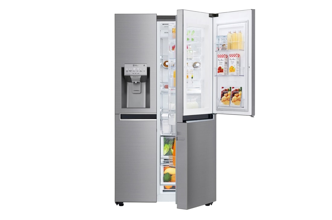 LG ال‌جی، یخچال فریزر ساید بای ساید Door-in-Door، ظرفیت 601 لیتر , Front open view, GC-J267SLSS