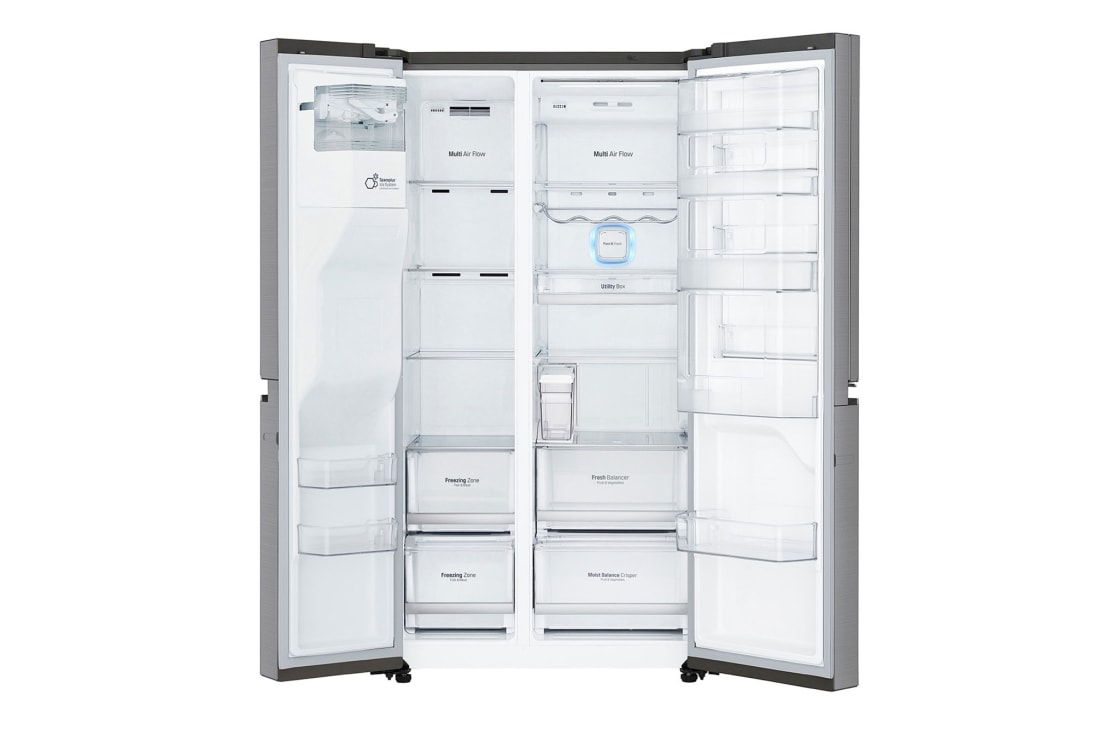 LG ال‌جی، یخچال فریزر ساید بای ساید Door-in-Door، ظرفیت 601 لیتر , Front view All door open, GC-J267SLSS, thumbnail 13