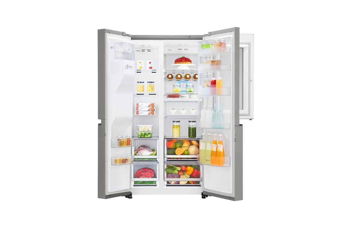 LG ال‌جی، یخچال فریزر ساید بای ساید InstaView Door-in-Door، ظرفیت 601 لیتر , Front all Door open View, GC-X267SQCS, thumbnail 6