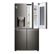 LG ال‌جی، یخچال فریزر ساید بای ساید InstaView Door-in-Door، ظرفیت 705 لیتر, استیل مشکی, front freezer door open view, GR-X24FMKBL, thumbnail 2