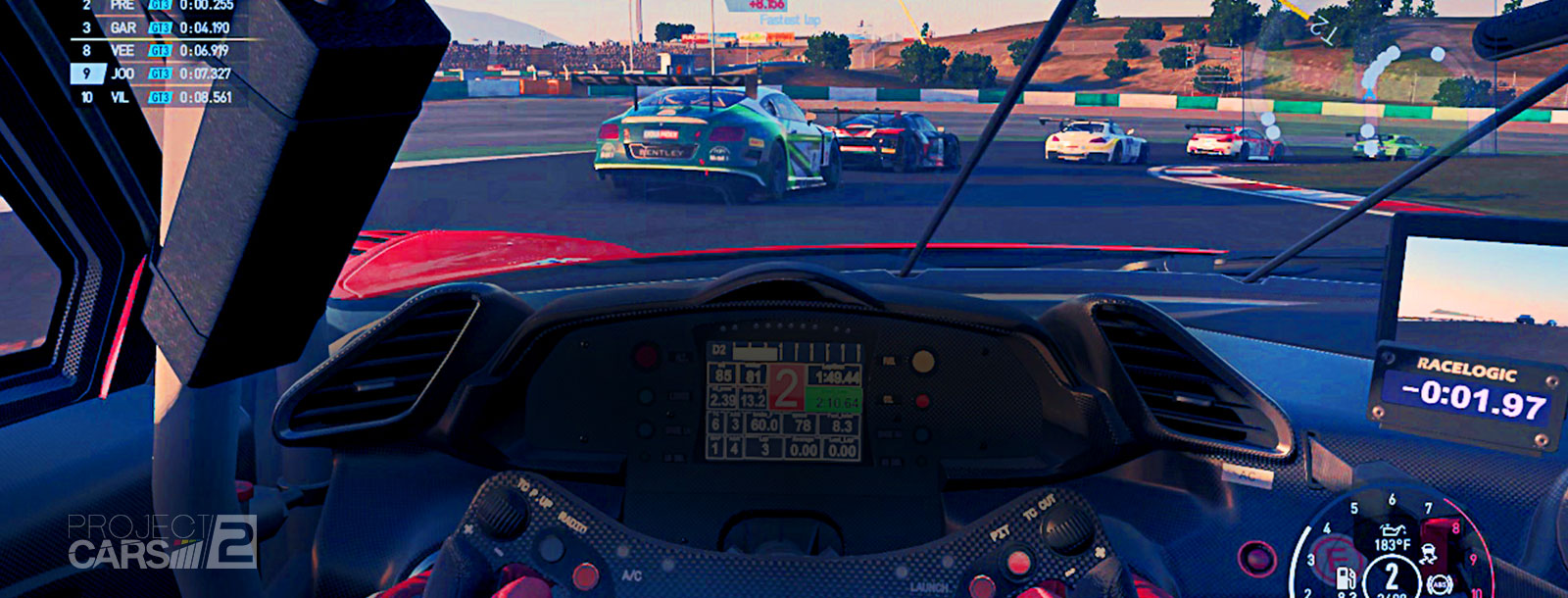The racing game scene with link button.