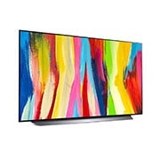 LG ال‌جی،LG OLED C2 evo ، تلویزیون 48 اینچ سری C2، کیفیت 4k، تکنولوژی هوشمند AI ThinQ و WebOS، توانایی نمایش محتوایDolby Vision و HLG، تکنولوژی Dolby Atmos، تکنولوژی VRR، تکنولوژی G-sync برای اتصال به کنسول بازی، تکنولوژی تصویر Pixel Dimming(تاریکی موضعی)، پایه وسط، محصول 2022, نمایی از صفحه نمایش عریض, OLED48C26LA, thumbnail 6