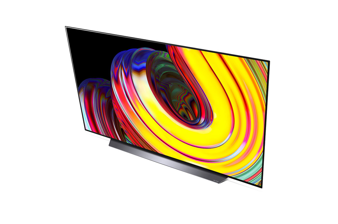 LG ال‌جی،LG OLED CS evo، تلویزیون 65 اینچ سری CS، کیفیت4k، تکنولوژی هوشمند AI ThinQ و WebOS، زبان طراحی 4side cinema، توانایی نمایش محتوایDolby Vision و HLG، تکنولوژی Dolby Atmos، تکنولوژی VRR، تکنولوژی G-sync برای اتصال به کنسول بازی، تکنولوژی تصویر Pixel Dimming(تاریکی موضعی)،پایه وسط،محصول 2022, نمای زاویه دار از بالا, OLED65CS6LA, thumbnail 9