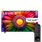 LG ال‌جی،LG UHD UR80 ، تلویزیون 65 اینچ سری UR80، کیفیت 4k، کنترل جادویی، تکنولوژی هوشمند AI ThinQ، سیستم عامل WebOS، توانایی نمایش محتوای HDR با فرمتHLG، تکنولوژی AI Picture Pro وAI Sound Pro (5.1.2ch)، پایه دو طرفه، جدید 2023, نمای جلو از تلویزیون LG UHD, 65UR80006LJ, thumbnail 1