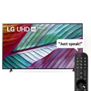 LG ال‌جی،LG UHD UR78 ، تلویزیون 86 اینچ سری UR78 ، کیفیت 4k، کنترل جادویی، تکنولوژی هوشمند AI ThinQ، سیستم عامل WebOS، توانایی نمایش محتوای HDR با فرمتHLG، زبان طراحی 3side cinema، تکنولوژی AI Picture Pro و AI Sound Pro (5.1.2ch)، پایه دو طرفه، جدید 2023, نمای جلو از تلویزیون LG UHD, 86UR78006LC, thumbnail 1