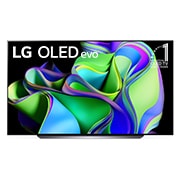LG ال‌جی،LG OLED C3 evo ، تلویزیون 83 اینچ سری C3، کیفیت 4k، تکنولوژی هوشمند AI ThinQ و WebOS، کنترل جادویی، زبان طراحی 4side cinema، توانایی نمایش محتوایDolby Vision و HLG، تکنولوژی AI Picture Pro وAI Sound Pro (9.1.2ch) و Dolby Atmos، تکنولوژیVRRو G-sync برای اتصال به کنسول بازی، پایه وسط، جدید 2023 , نمای جلو با LG OLED evo و نشان OLED شماره 1. 10 ساله جهان روی صفحه نمایش, OLED83C36LA, thumbnail 1