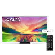 LG ال‌جی،LG QNED 81 ، تلویزیون 65 اینچ سری QNED81R، کیفیت 4K، تکنولوژی هوشمند AI ThinQ، سیستم عامل WebOS، کنترل جادویی، زبان طراحی 3side cinema، توانایی نمایش محتوای HDR با فرمتHLG، تکنولوژی AI Picture Pro وAI Sound Pro (5.1.2ch)، پایه وسط، جدید 2023 , نمای جلو از تلویزیون LG QNED با تصویر داخل قاب و لوگوی محصول روی آن, 65QNED816RA, thumbnail 1