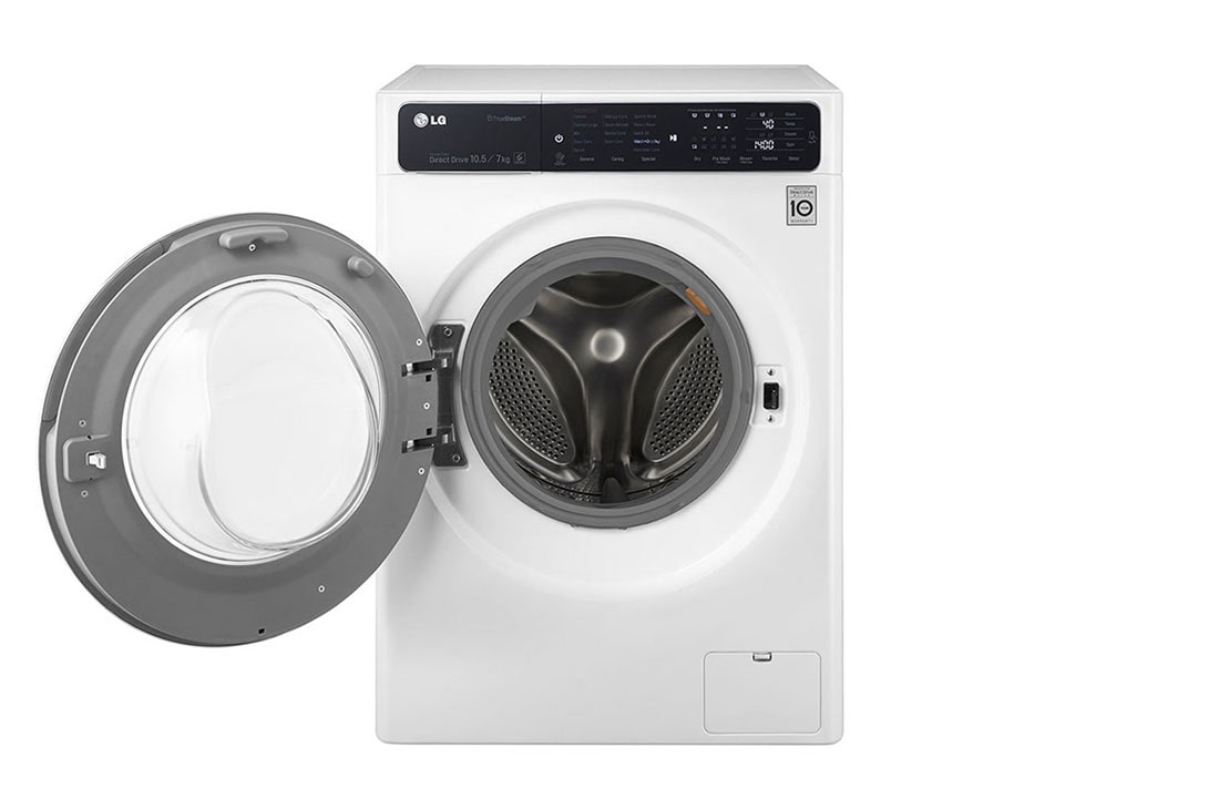 LG ال‌جی، ماشین لباسشویی 10.5 کیلوگرمی، مجهز به خشک کن، ™TrueSteam، سفید , WM-1057CW, thumbnail 2