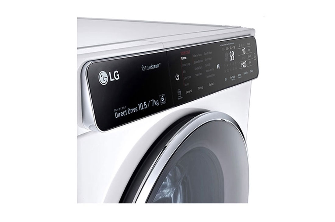 LG ال‌جی، ماشین لباسشویی 10.5 کیلوگرمی، مجهز به خشک کن، ™TrueSteam، سفید , WM-1057CW, thumbnail 6