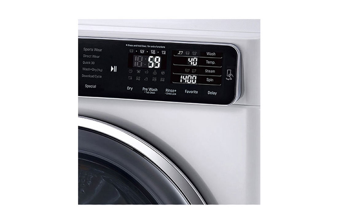 LG ال‌جی، ماشین لباسشویی 10.5 کیلوگرمی، مجهز به خشک کن، ™TrueSteam، سفید , WM-1057CW, thumbnail 7