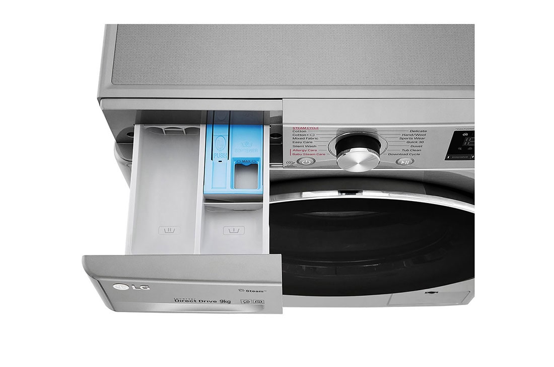 LG ال‌جی، ماشین لباسشویی 9 کیلوگرمی، درب ازجلو، تکنولوژی™AI DDو™Steamو™ThinQ, detergent drawer detail, F4R5VYG2P, thumbnail 8