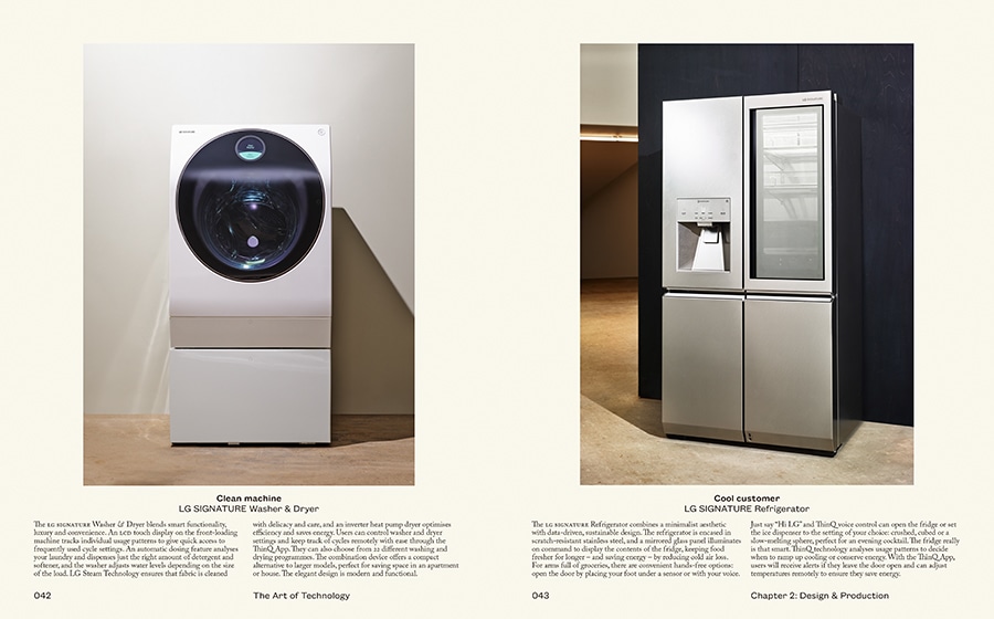 Elettrodomestici LG SIGNATURE: la lavasciuga (a sinistra) e il frigorifero (a destra).