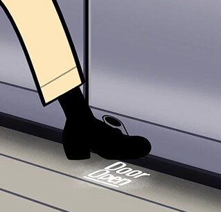 Immagine illustrata della funzione di apertura automatica della porta del frigorifero LG SIGNATURE. 