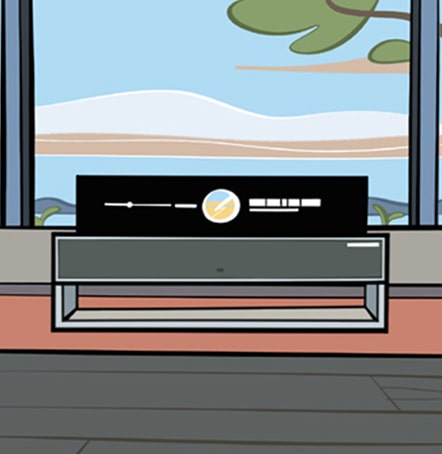 Illustrazione dell'OLED R con vista simile da un'angolazione più frontale.