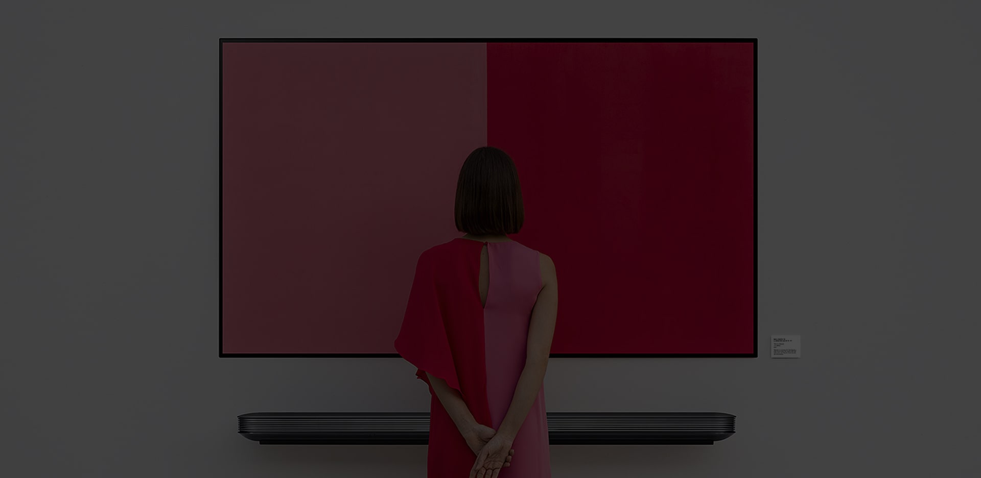 una persona guarda lo schermo di un lg signature oled tv w sul quale compare un'immagine creativa
