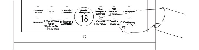Le opzioni delle varie funzioni di LG SIGNATURE Cantinetta per vini sono visibili nel display Eclipse.