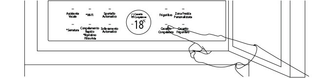 Le opzioni delle varie funzioni di LG SIGNATURE Frigorifero Combinato sono visibili nel display Eclipse.
