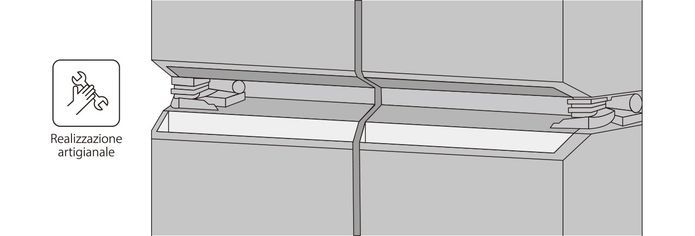 Immagine che mostra come la maniglia del Frigorifero LG SIGNATURE sia realizzata in alluminio