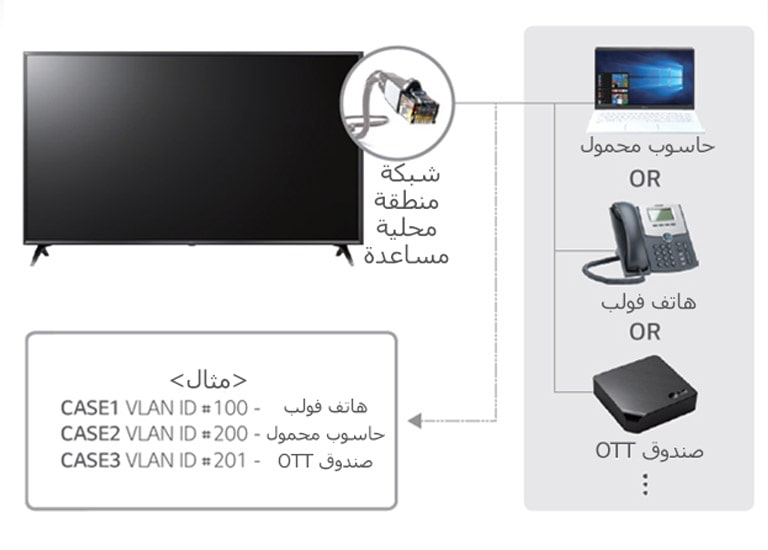 مخرج لشبكة المنطقة المحلية مع معرف (VLAN)2