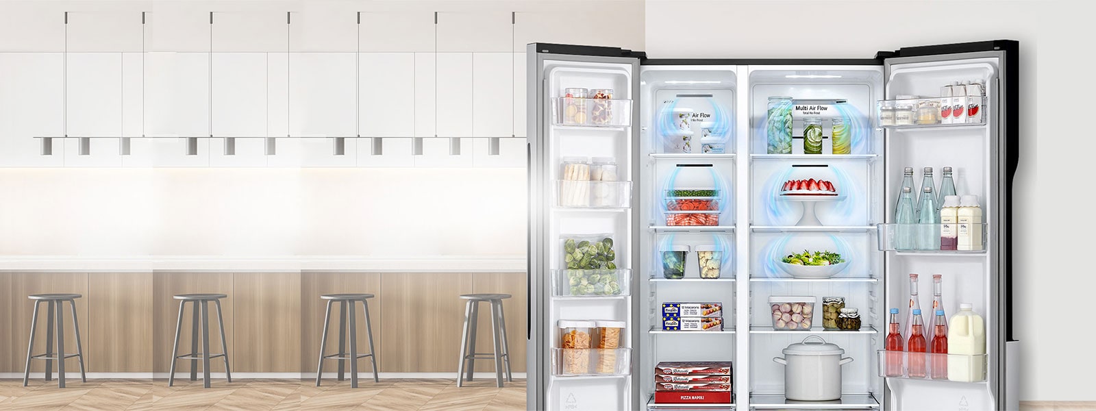 The inside of the refrigerator expressing the chill.