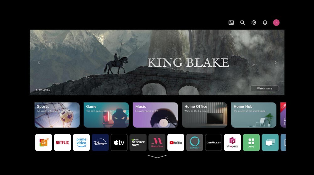 يظهر على شاشة التلفزيون مشهد تفعيل "Quick card" (البطاقة السريعة).