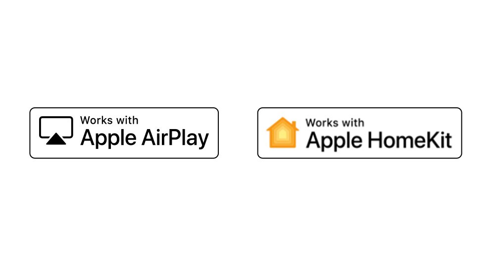 يوجد شعاران مزاحان بالترتيب - يعمل مع Apple AirPlay ، ويعمل مع Apple HomeKit.