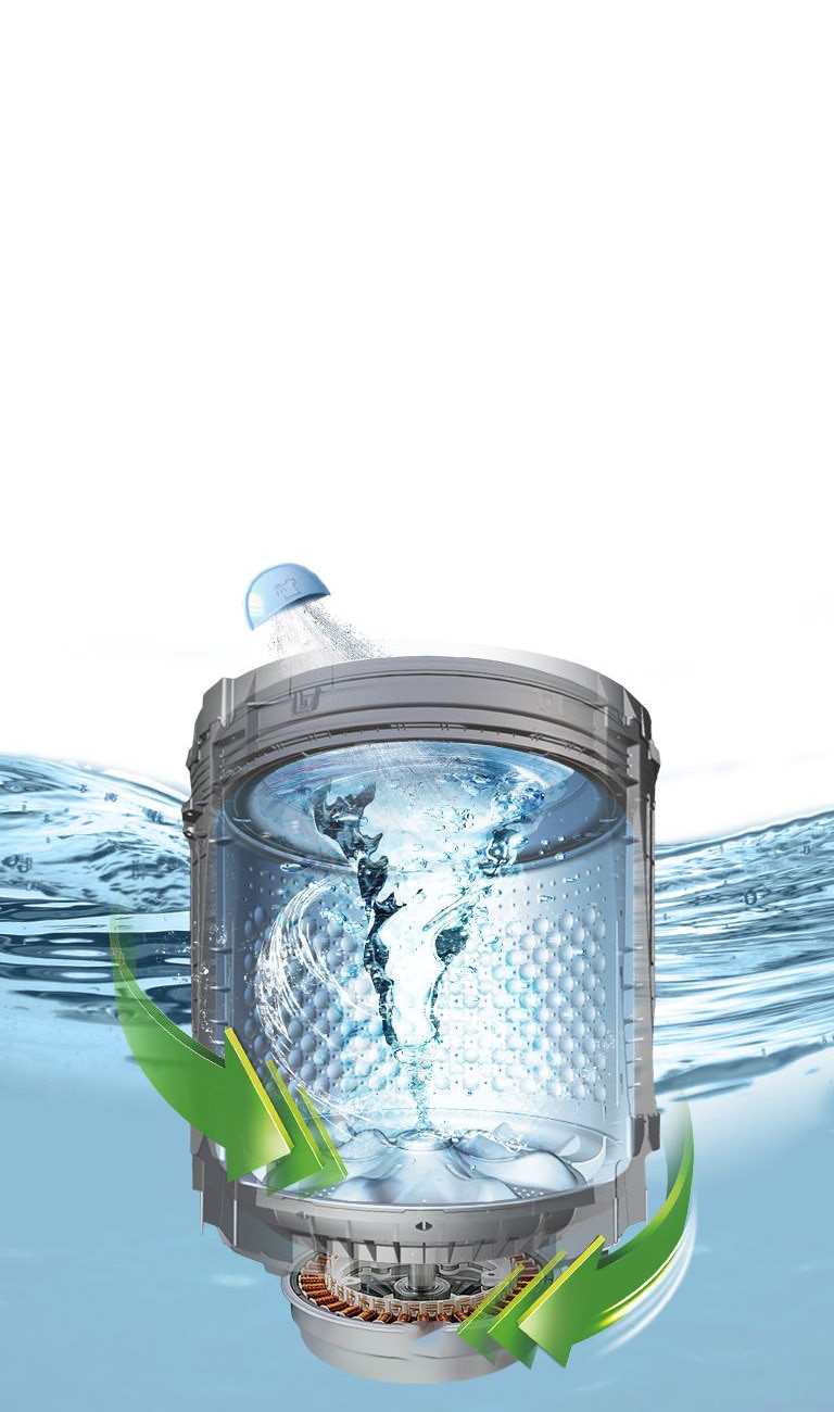 يتم رش الماء في أربعة اتجاهات باستخدام فوهات متعددة ثلاثية الأبعاد.