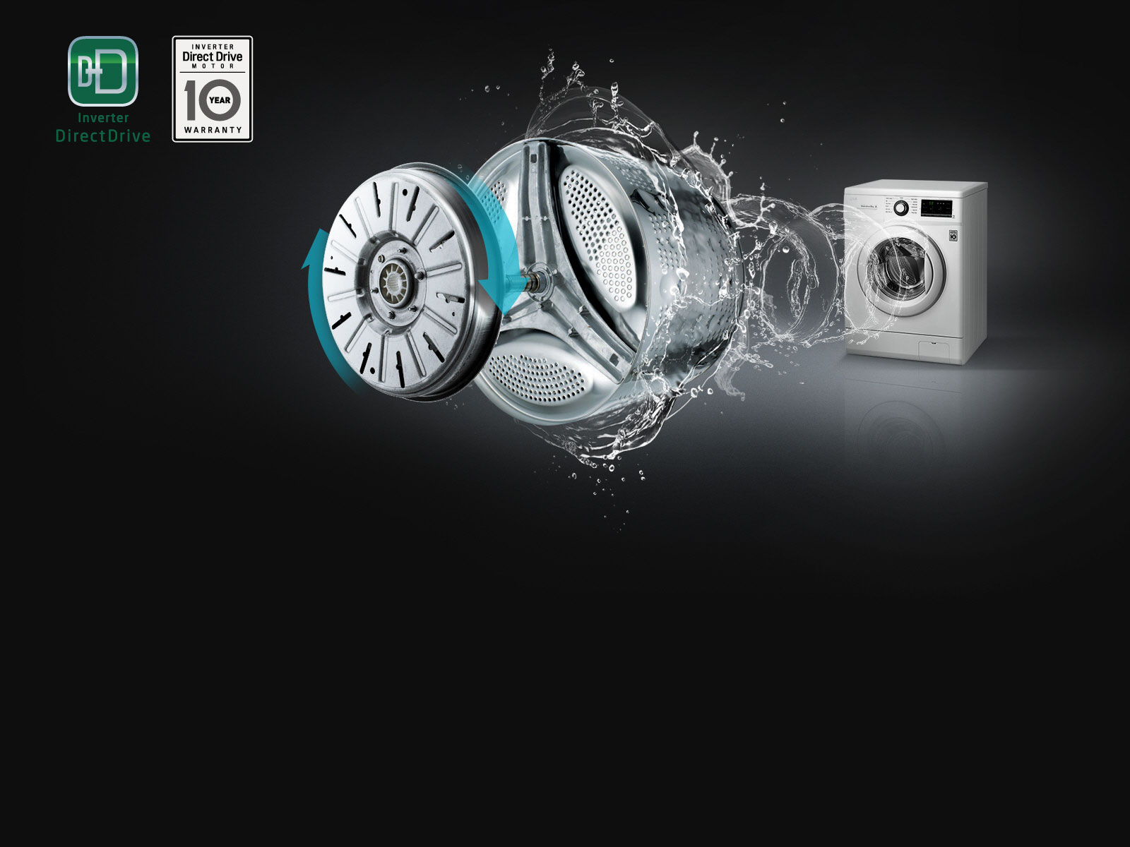 Inverter Direct Drive Technology for Powerful Washing and Less Noise