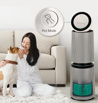 The person with the pet looks happy and the pet mode of the product is working