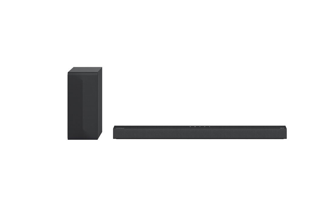 LG مكبر صوت متعدد القنوات ساوند بار LG S65Q عالي الدقة بقدرة 3.1 مع تقنية DTS Virtual:X, front view with rear speaker, S65Q